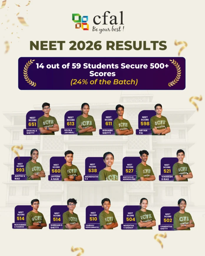 14 CFAL Students Secure 500+ Scores